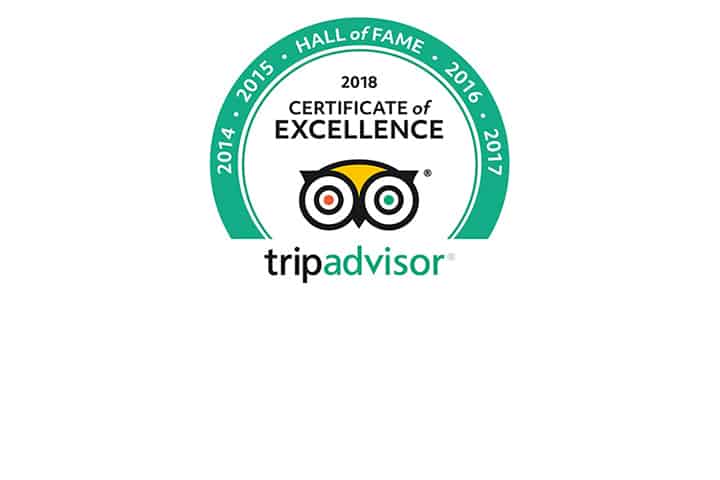2018 Certificate of Excellence - TripAdvisor badge
